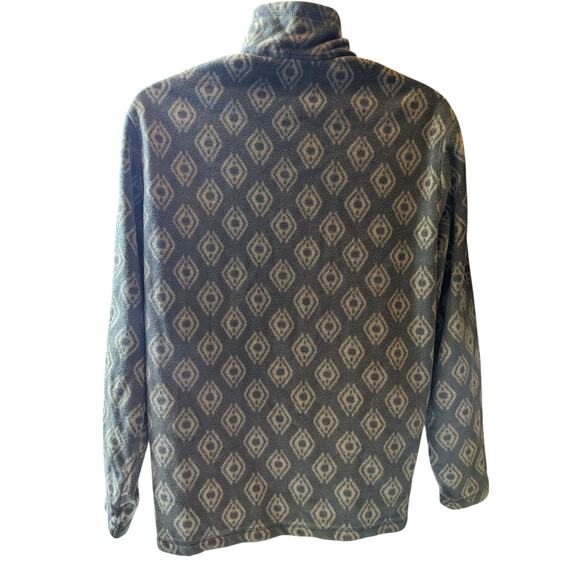 Eddie Bauer Men's Large Fleece Pullover Jacket Aztec Diamond Pattern Green - Picture 6 of 16